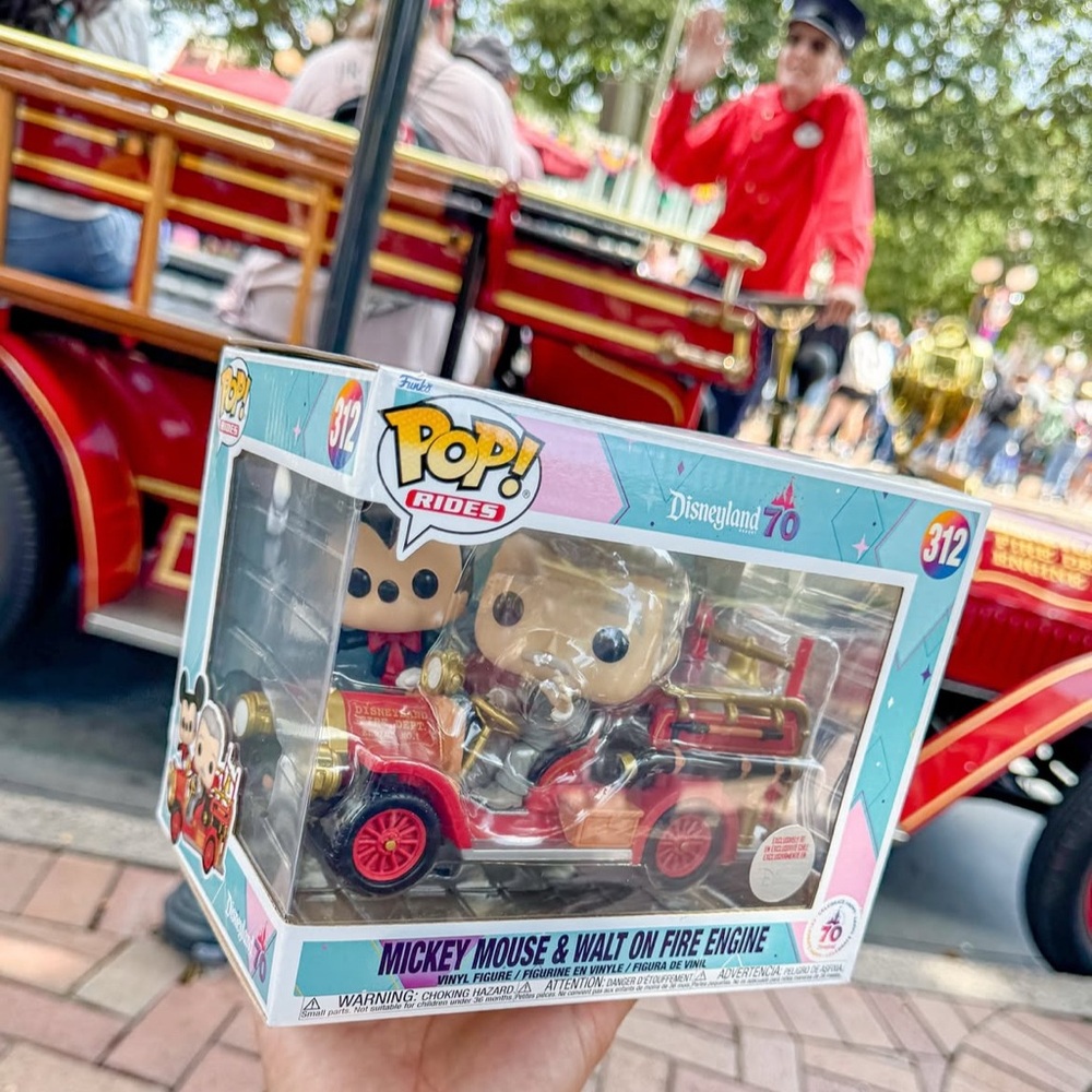 Disneyland 70th Anniversary Mickey Mouse and Walt on Fire Engine Funko POP #312